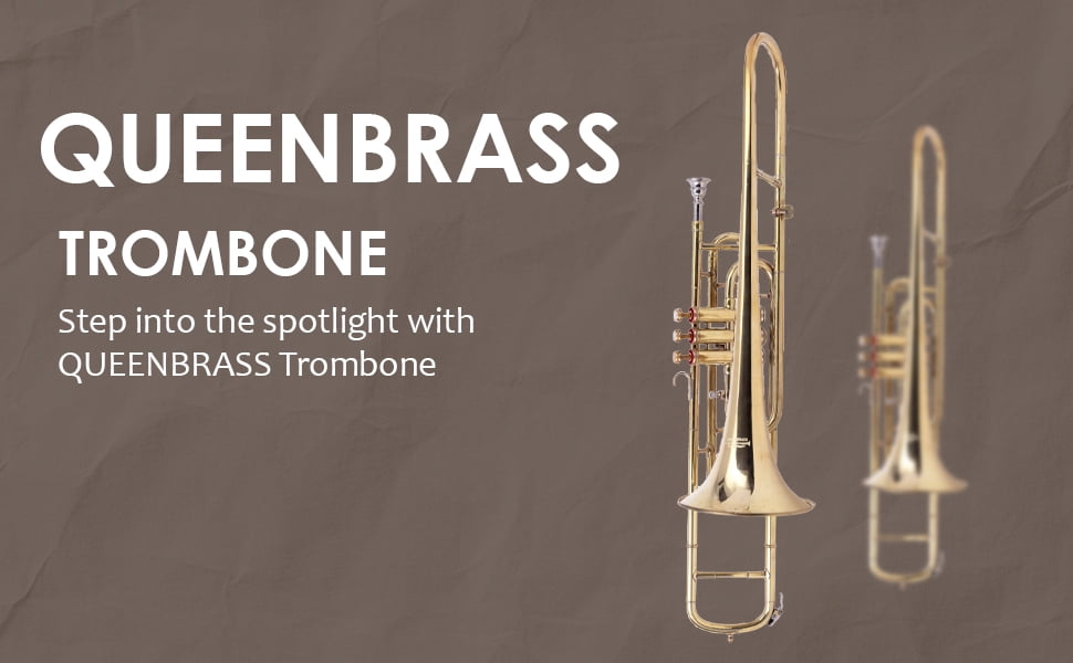 Trombone Bb Pitch Brass-With Hard Case And Mouthpiece Beginner Solid Songs