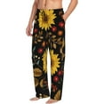thumbnail image 2 of Uemuo Sunflowers Leaves Pattern Men's Wide Leg Palazzo Lounge Pants with Pockets Light Weight Loose Comfy Casual Pajama Pants-Large, 2 of 9