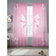 thumbnail image 2 of Valentine's Day Sheer Curtains 108 Inch Length 2 Panels Set Window Treatments, Pink Bowknot Ribbon Modern Mother's Day Rod Pocket Semi Curtains for Living Room/Bedroom/Kitchen Décor, 104"W x 108"L, 2 of 7