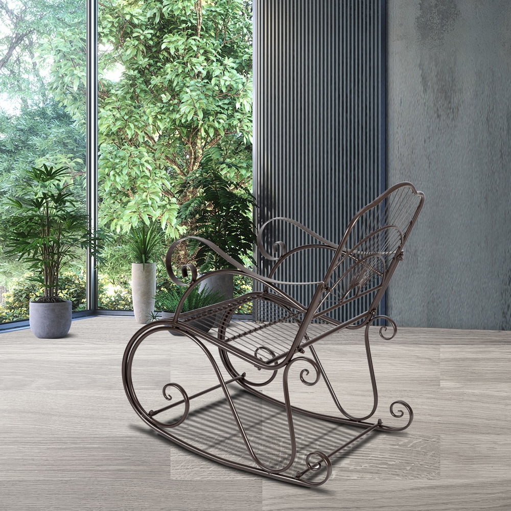 Lowestbest Rocking chair, Outdoor Garden Single Iron Art Rocking Chair