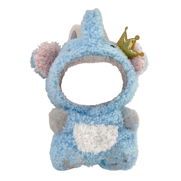 Traje de animal hecho a mano a ganchillo para muñecas de 17 cm: ropa bonita para muñecas con accesorios para coleccionistas (conjunto de dos piezas con elefante azul)