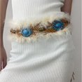 thumbnail image 4 of Ethnic Wax Rope Belt for Female Bohemian Plush Rope Belt for Dress Fashion Accessories Adjustable Belt with Turquoises coffee, 4 of 5