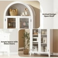 thumbnail image 5 of Farmhouse 5 Tier Bookcase Display Shelf, with Adjustable Shelf and 2 Large Glass Doors, Arched Kitchen Pantry Cabinet, Versatile Storage Cupboard, White, 5 of 8