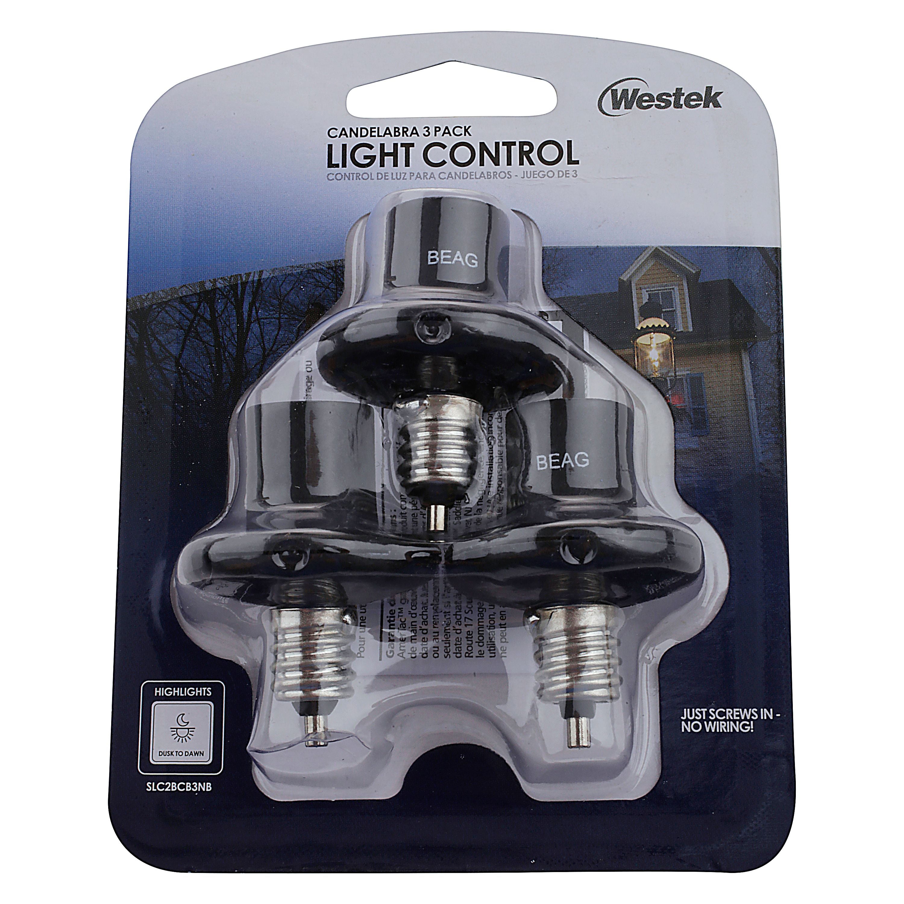 Woods 59416 Indoor Candelabra Light Sensor Socket 3-pack C1 for sale online 