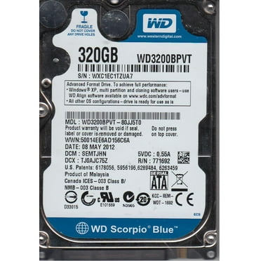WD3200BPVT-80JJ5T0, DCM SEMTJHN, Western Digital 320GB SATA 2.5 Hard Drive