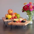 thumbnail image 4 of Raised Wooden Trays, Set of 2, Thick Square Planks, Ash Color, Mango, Metal Legs, Rustic, 11.75 and 9.75 Inches, Kitchen Accessory, 4 of 6