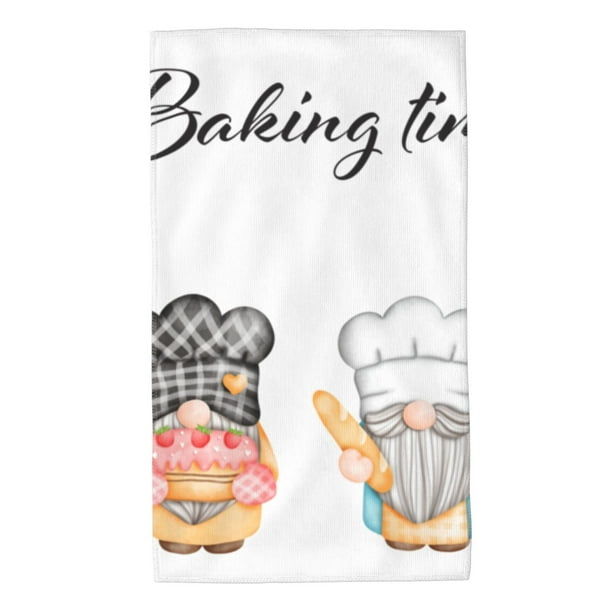 Balery Little Chef Gnome Toalla de Microfibra Premium con Estampado – 27.5x16 pulgadas, Alta Absorción, Suave y Aterciopelada, Secado Rápido