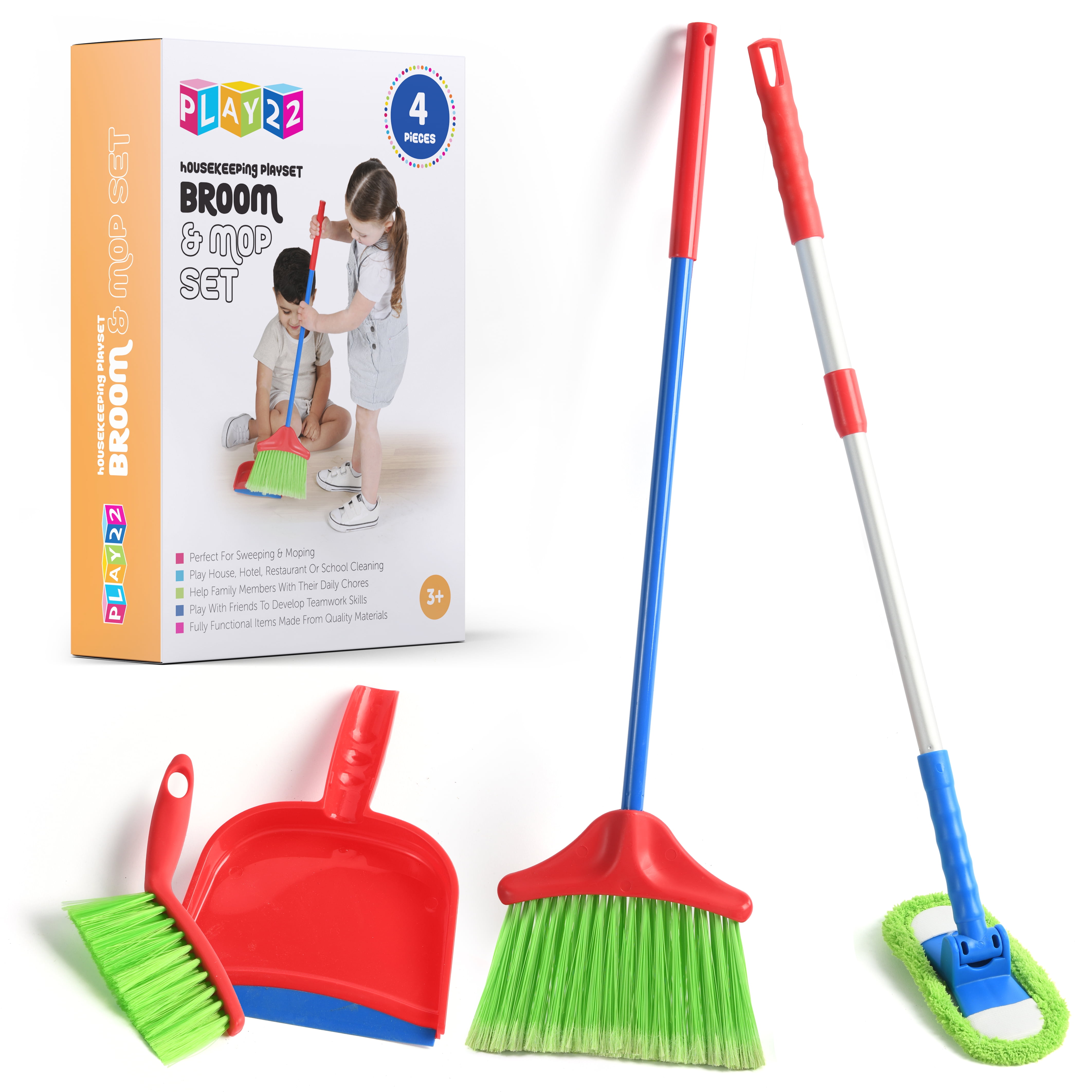 Kids Play House Cleaning Mop Broom Bucket Brush Dustpan Pretend Toy Sell 