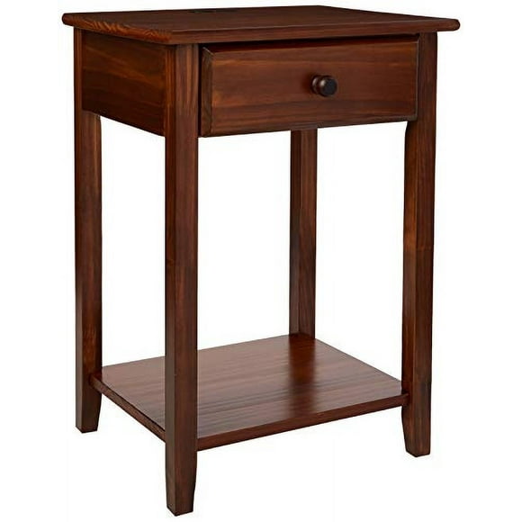 Casual Home 647-24 Owl Night Stand with 4 USB Ports, Warm Brown