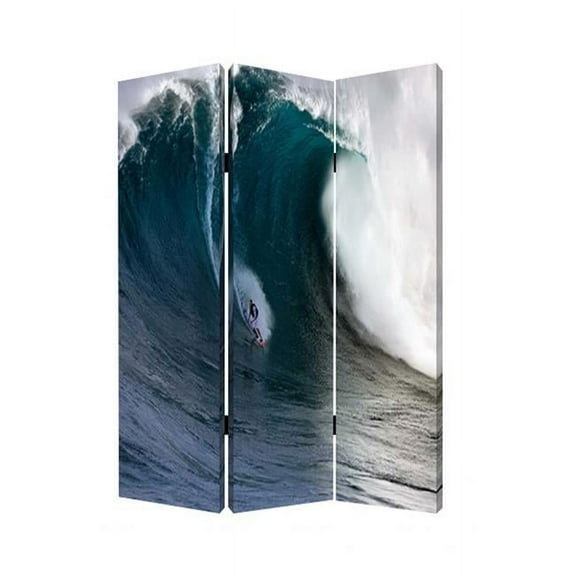 HomeRoots 274862 48 x 72 in. Multi Color Wood Canvas Wave Screen