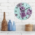 thumbnail image 3 of Dreamtimes Purple Flower Wall Clock, 10 Inch Silent Non Ticking Round Clock Oil Painting Clock Easy to Read Clock for Living Room Bedroom Bathroom Home Decor, 3 of 7