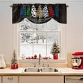 thumbnail image 2 of Plaid Christmas Tie Up Valances Curtain, Cow Leopard Check Xmas Wood Grain Adjustable Rod Pocket Short Window Treatment Tie Up Curtains Valances for Kitchen Living Room Bathroom 42x18 Inches, 2 of 9