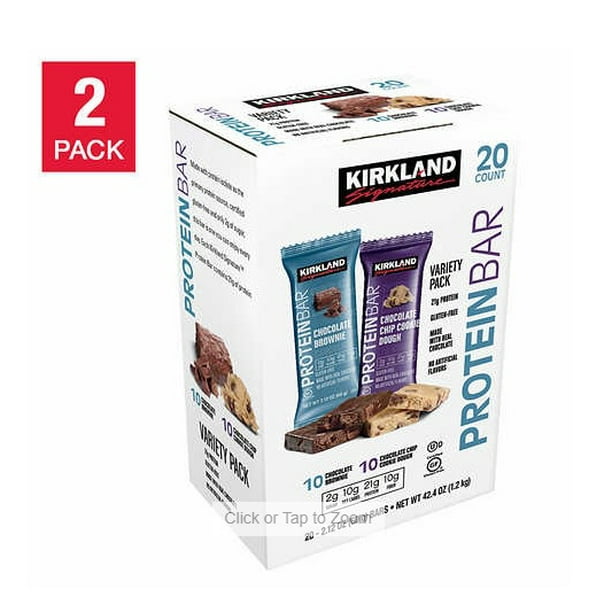 KS Protein Bars Cookie Dough and Chocolate Brownie 20count, 2 pack