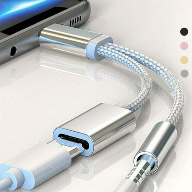 2 in 1 Type-c to 3.5mm Earphone Audio Jack Charging Cable Converter Adapter