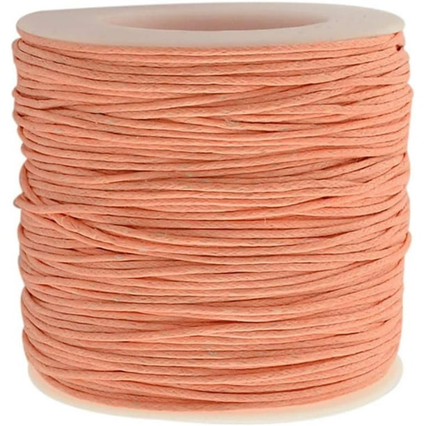 100 yardas de cordón encerado de algodón, hilo de algodón encerado de 1 mm, cordón para bisutería, pulseras, macramé, manualidades y cuero (color melocotón).