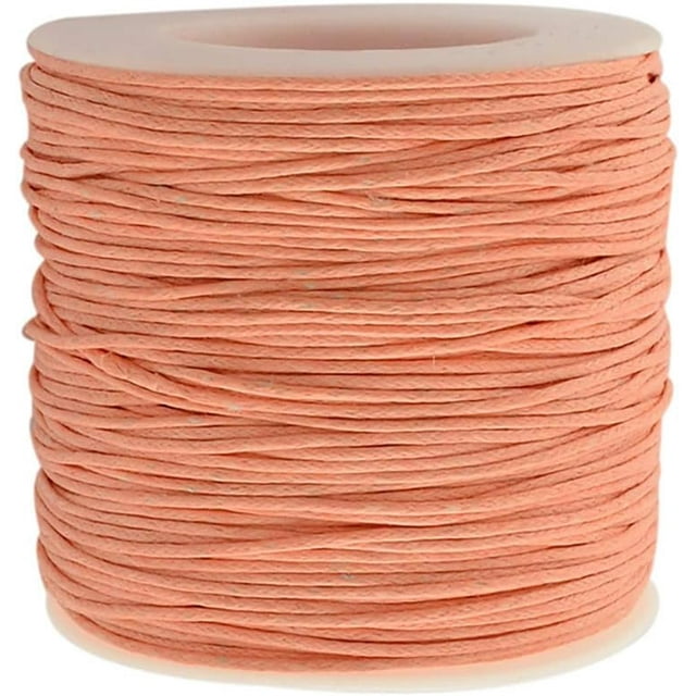 100 yardas de cordón encerado de algodón, hilo de algodón encerado de 1 mm, cordón para bisutería, pulseras, macramé, manualidades y cuero (color melocotón).