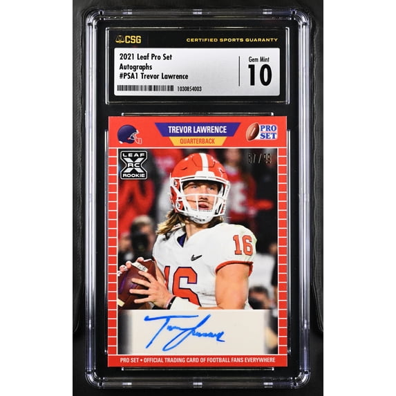 2021 Leaf Pro Set Trevor Lawrence #PSA1 /99 Rookie Autographs CGC 10 Auto 10