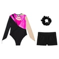 thumbnail image 4 of YONGHS Kids Girls Gymnastics Bodysuit with Shorts Hair Scrunchie Set Ballet Dance Leotard Unitards Hot Pink 10, 4 of 7