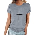 thumbnail image 2 of Fiudx Liquidación de Ahorros de Verano Camiseta Informal de Manga Corta con Cuello Redondo Estampada para Mujer, 2 of 4