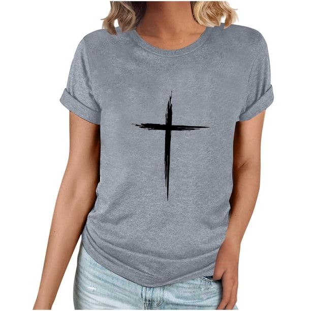 Camiseta Casual de Manga Corta de Cuello Redondo Impresa para las Mujeres, 95% Poliéster 5% Spandex Vintage Top Ligero para Diario, Fiesta Y Primavera Verano