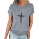 thumbnail image 1 of Camiseta Casual de Manga Corta de Cuello Redondo Impresa para las Mujeres, 95% Poliéster 5% Spandex Vintage Top Ligero para Diario, Fiesta Y Primavera Verano, 1 of 4