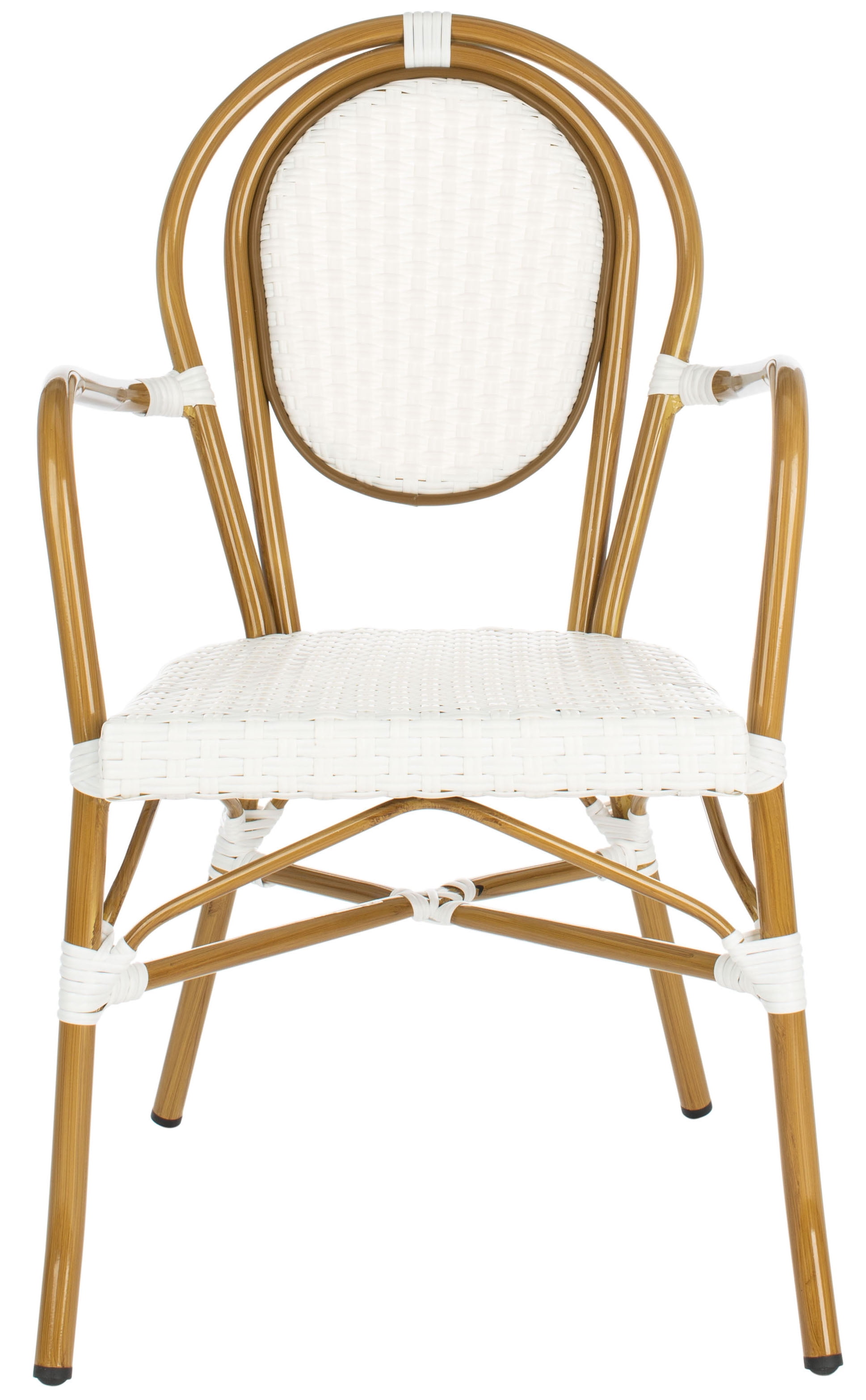 SAFAVIEH Rosen Outdoor Patio Stacking Arm Chair, White, Set of 2