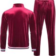 thumbnail image 4 of Chándal de terciopelo para hombre, conjunto de 2 piezas, sudaderas con cremallera, chaqueta, pantalones con bolsillos, 4 of 5