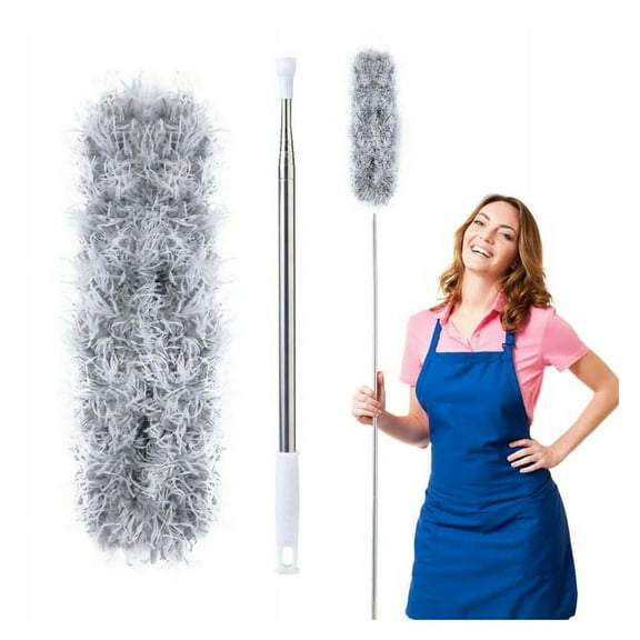 Dusters for cleaning duster with extension pole Bendable Head Long Handle Dusters for Cleaning Ceiling Fan, High Ceiling, Blinds, Furniture,Cars Gray Gray   Iron