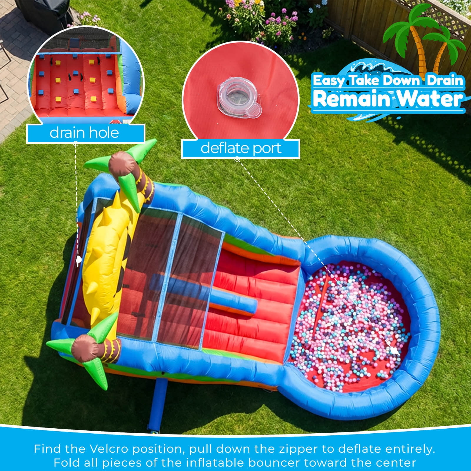 OFFMUST 22.5ft Giant Inflatable Water Slide for Big Kids, Commercial Grade PVC Blow Up Water Slide for Adults Heavy Duty Backyard Water Park
