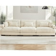 thumbnail image 2 of JERFIT Modern Plush Velvet 3-Seater Sofa with Cloud-Like Cushions, Extra Deep Seat, Waist & Throw Pillows, Cream Upholstered Living Room Couch, 2 of 9