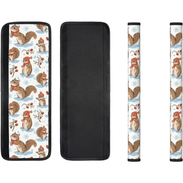 NeuKim Cartoon Cute Squirrels Fall Winter Snow Refrigerator Door Handle Covers Kitchen Appliances Gloves for Microwave Dishwasher Fridge Door Cloth Protector Covers