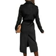 thumbnail image 6 of hirigin Women's Notched Lapel Coats, Classic Long Sleeve Solid Color Belted Overcoat Winter Coat, 6 of 9