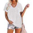 thumbnail image 2 of Pompotops Womens Summer Fasion Short Sleeve V Neck Solid Color Casual T Shirt Tops, 2 of 8