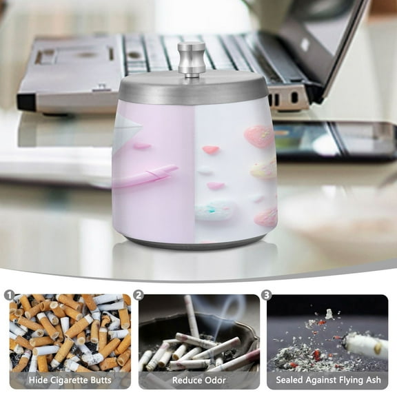 YAZAOO Ashtray for Cigarettes Stainless Creativity Candy Conversation Hearts Pattern Steel Smokeless Ashtrays