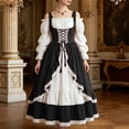 thumbnail image 4 of LEKWK Renaissance Dress Women Off Shoulder Lace-Up Corset Dress Vintage Ruffled Lace Trim Medieval Dress for Halloween Cosplay Theme Party, 4 of 6
