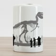 thumbnail image 2 of Dinosaur Ceramic Toothbrush Holder, Silhouettes of People Looking at a Tyrannosaurus Rex Skeleton in a Museum, Decorative Versatile Countertop for Bathroom, 4.5" X 2.7", Dimgrey Black White, 2 of 4