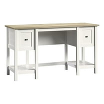 Pemberly Row Contemporary Wood Home Office Desk in Soft White/Oak