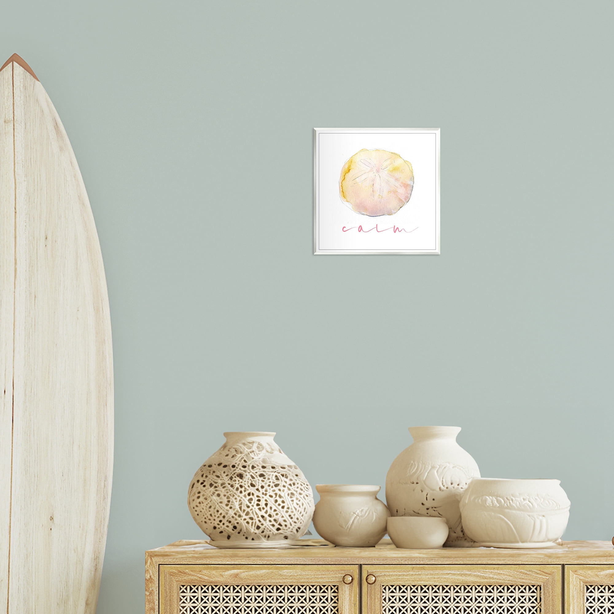 Stupell Industries Sand Dollar Calm Phrase Nautical & Beach Painting Unframed Art Print Wall Art, 12 x 12