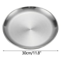 Beautynvta Stainless Steel Dinner Plates, Thickened Barbecue Plates, Round Kitchen Metal Dish Plates for BBQ, Snack, Salad, Dessert, Fruits, Cookies, 11.8x11.8 In