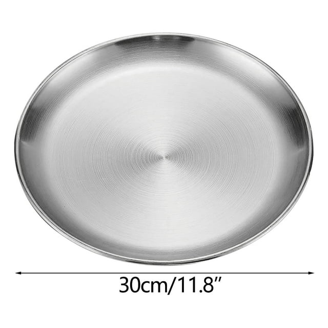 Assiette en Acier Inoxydable,Assiettes en Acier Inoxydable Assiettes en Acier Inoxydable Épaissies Assiettes de Barbecue, Disque, Assiettes à Gâteau, Assiettes de Desserts Occidentaux Table en Acier Inoxydable