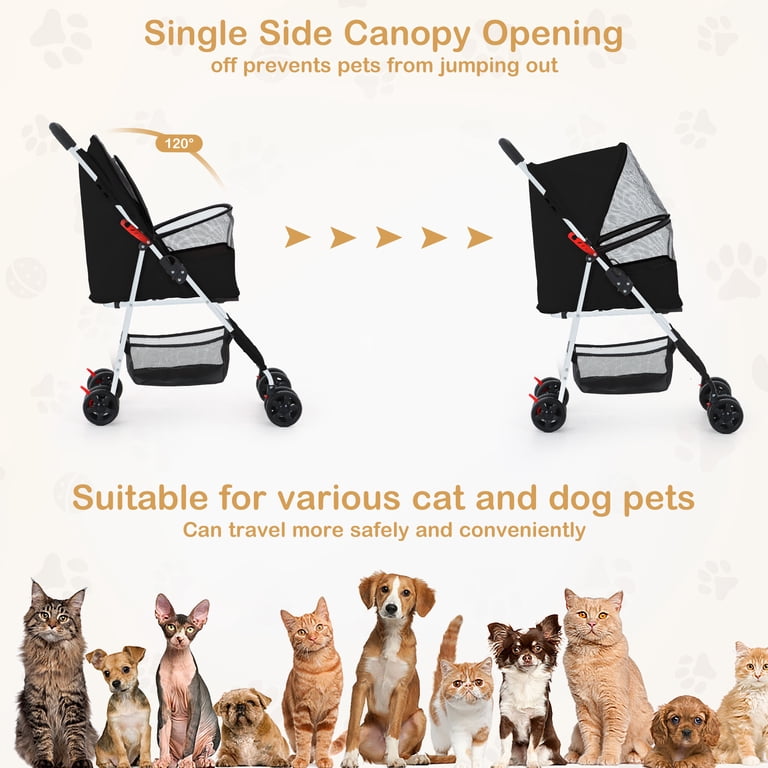 ZOOLIKE 4-Wheel Pet Stroller, Black, Up to 30 lbs photo 2