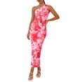 thumbnail image 1 of Vestido PRETTYGARDEN de un Hombro con Fruncido y Estampado Floral Rosa M, 1 of 8