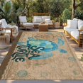 thumbnail image 2 of Vintage Sea Turtle Outdoor Rug for Patio/Deck/Porch, Non-Slip Large Area Rug 5 x 7 Ft, Brown Nautical Anchor Bubbles Coastal Indoor Outdoor Rugs Washable Area Rugs, Camping Rug Carpet Runner, 2 of 8