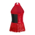 thumbnail image 3 of Sholeno Girls Halter Cutout Latin Dance Dress Sparkle Tassel Bodysuit Jazz Tango Salsa Dance Leotards Red 14, 3 of 4