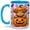 Blue, variant on Highland Cow Pumpkin Accent Mug, 11oz Ceramic Coffee Cup for Cow Fans Ceramic mug featuring Highland cow in a jack o lantern with bats and vines