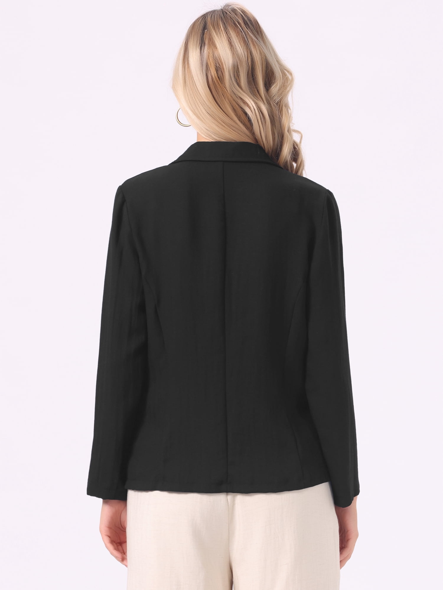 DARING DIVA Women's Lapel Collar Long Sleeve Lightweight Blazer Jacket XL Black
