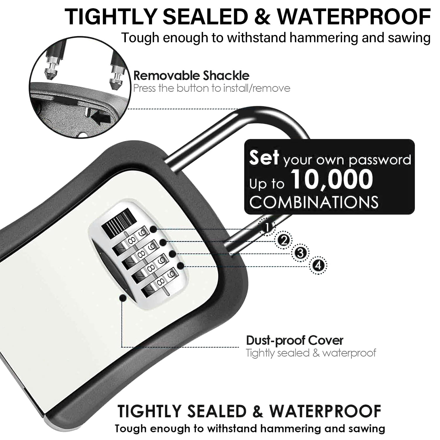 Key Lock Box for Outside,Portable Wall Mount Lockbox, Realtor Lockbox for House Keys Outdoor, Combination Key Hiders to Hide a Key Safe Storage