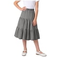 thumbnail image 3 of MKOSPLRT Girls' Maxi Skirts 4-15Y Tiered Elastic Waist Long Flowy Swing Ruffle Pleated Casual Summer Skirts for Travel Vacation, 3 of 9