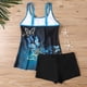 thumbnail image 3 of Trajes de baño Amzcrzy Tankini para mujer, trajes de baño, traje de baño, traje de baño para mujer con estampado grande, falda dividida, traje de baño dividido, azul oscuro, 4XL, 3 of 5