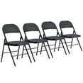Zimtown Set of 4 Foldable Metal Chairs, Heavy Duty, Black Soft Padded